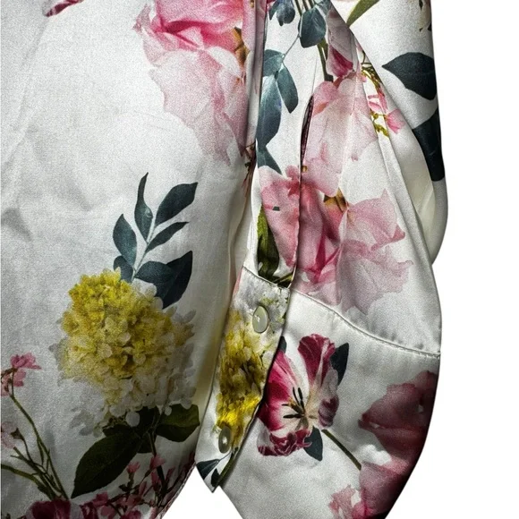Zara Cream Floral Blouse with Pink and Green Accents - Picture 5 of 6